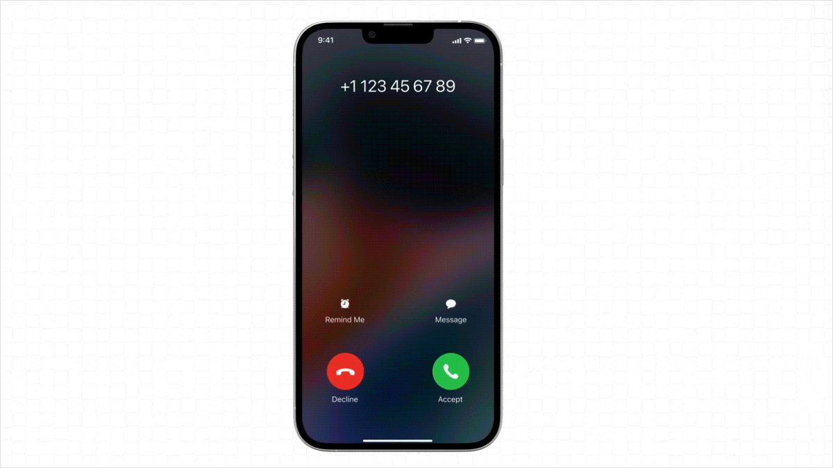 Skärm som visar hur Live Caller ID på iPhone fungerar genom att söka på Siri.