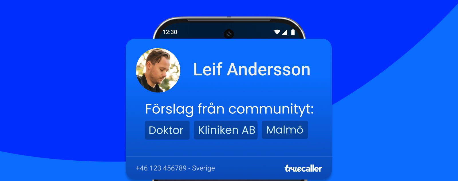 Bild på skärm med information om inkommande samtal
